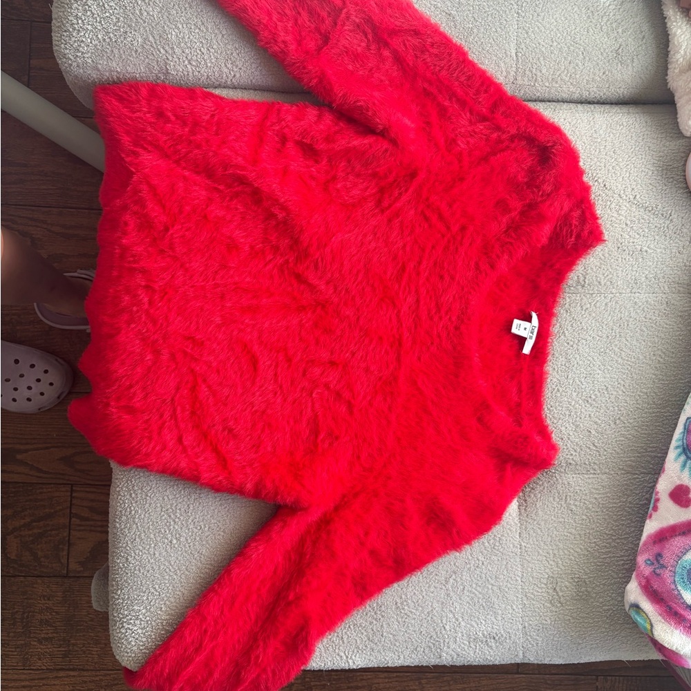 Bar III Vibrant Red Fuzzy Sweater